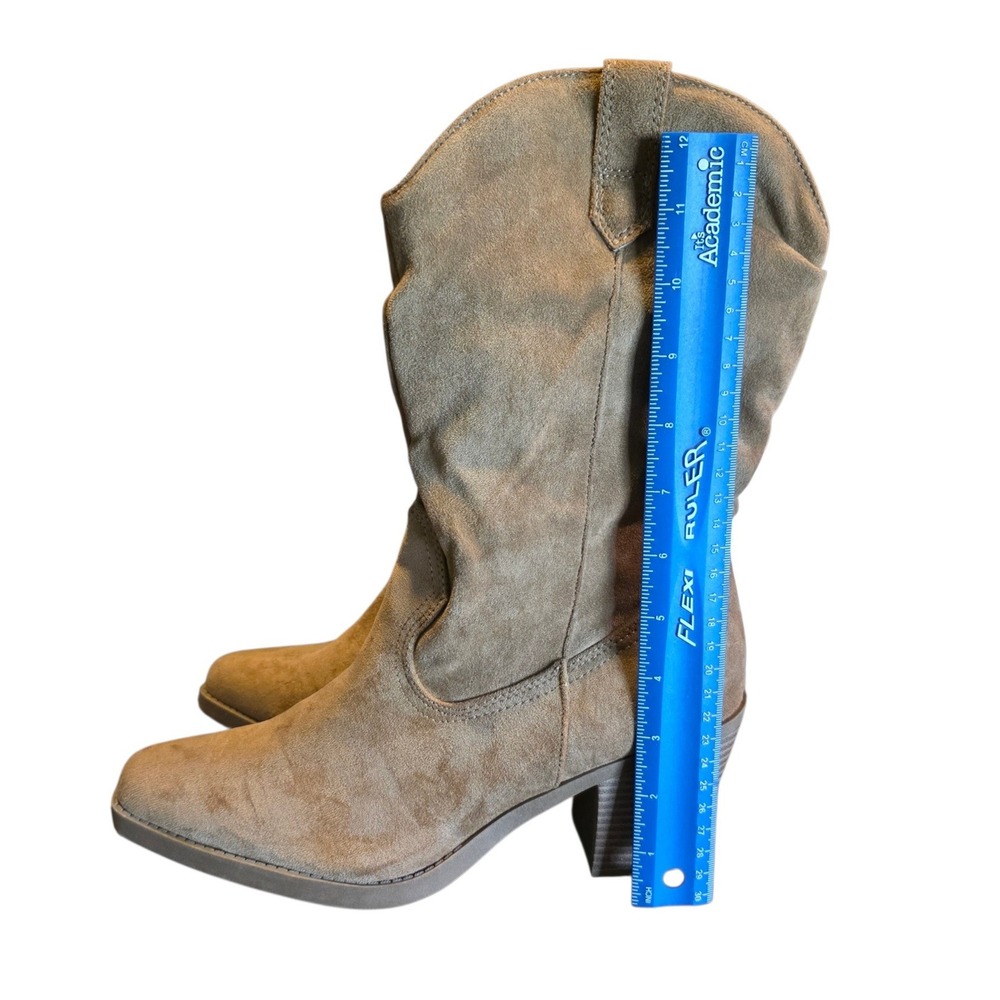 Pop Framework Womens Taupe Faux Suede Western Cowboy Boots Square Toe Size 10M - Picture 10 of 11